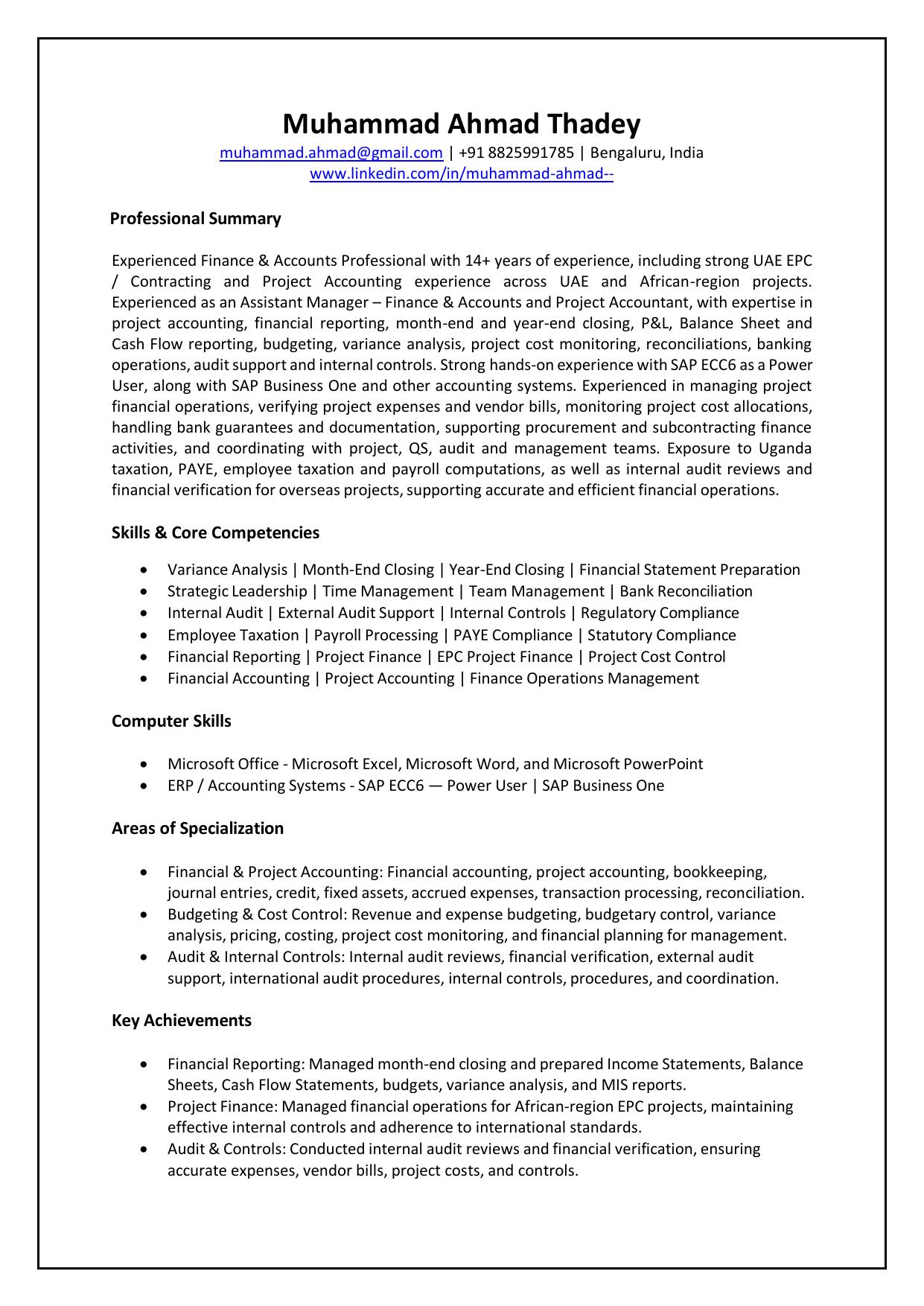 Preview of ATS Resume Sample 01