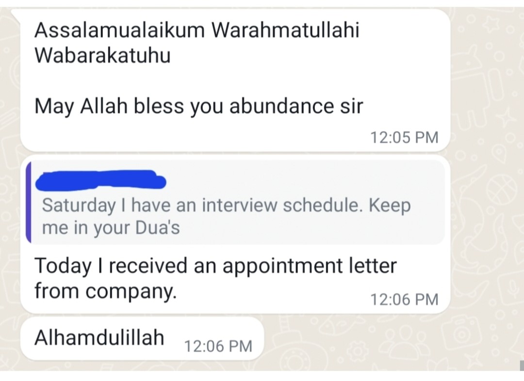 Mentee received an appointment letter from a company