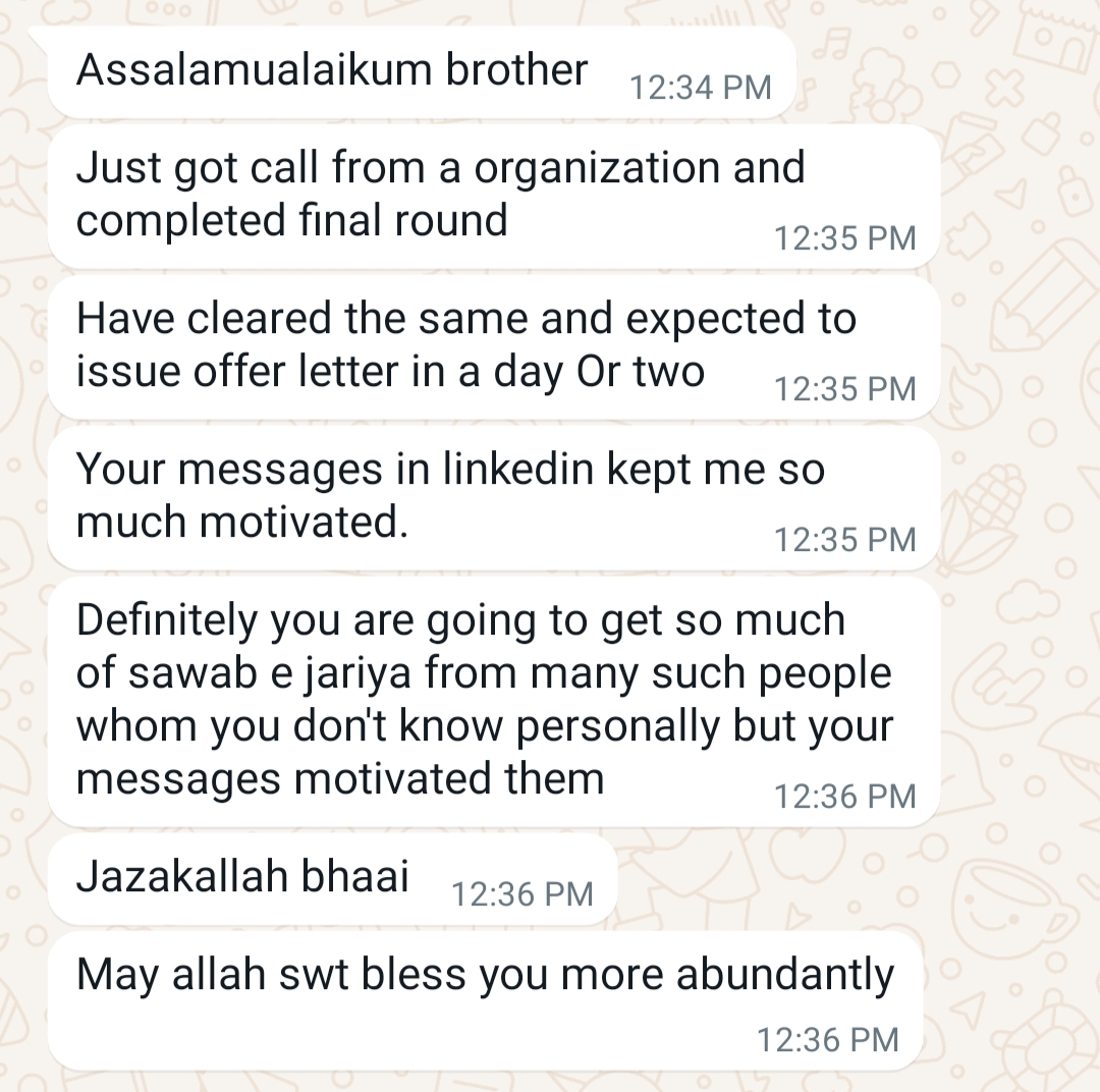 Mentee cleared final interview round and expects an offer letter